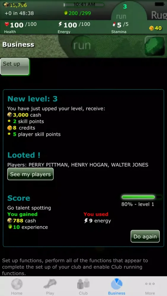 Capturas de tela do runRugby Manager