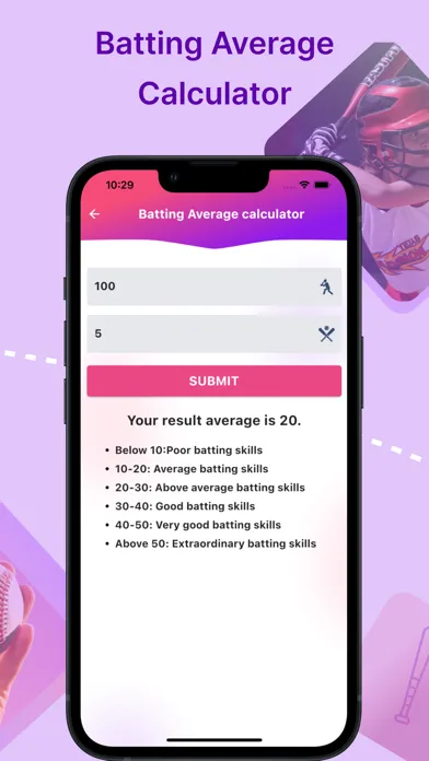 Baseball sports Calculator Screenshots
