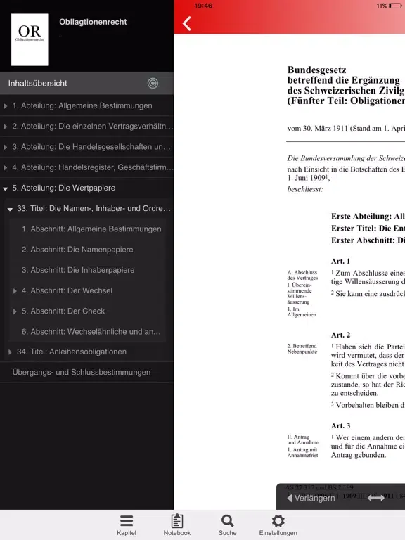 Ảnh chụp màn hình của OR - Obligationenrecht iPad 