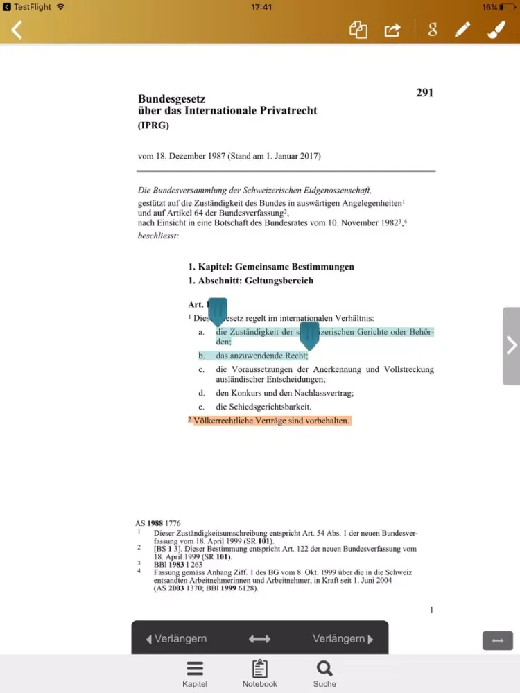 Screenshot di IPRG - Internationales Privatrecht der Schweiz iPad 