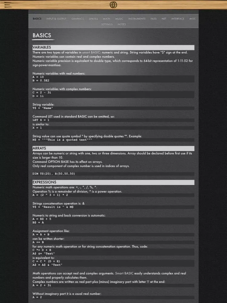 "Smart BASIC" programming language iPad  スクリーンショット