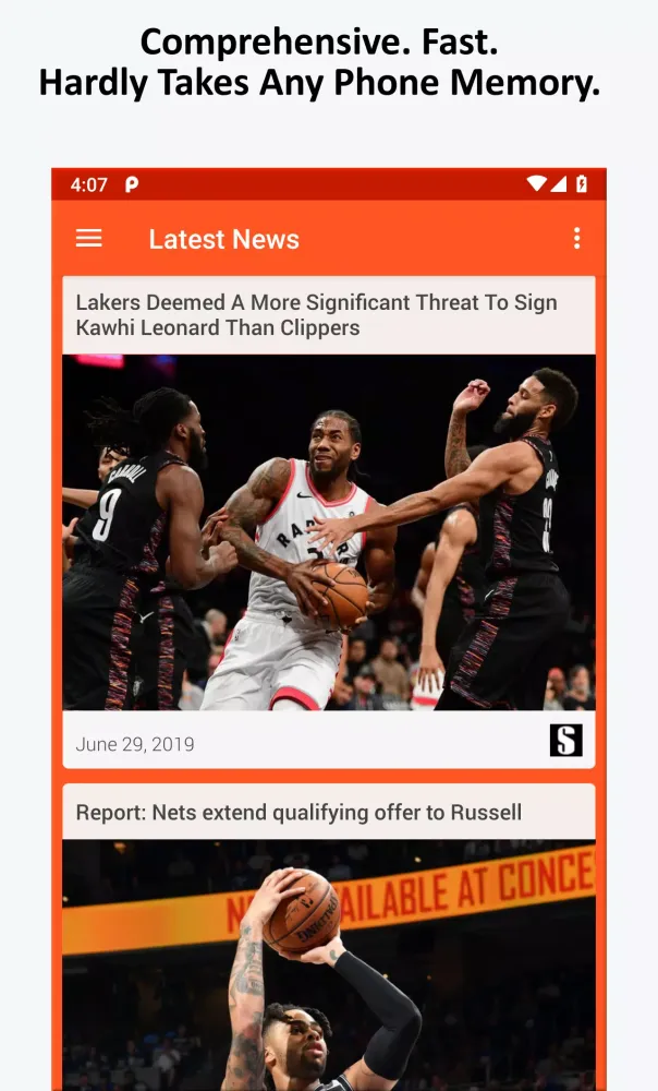 Capturas de tela do Basketball News