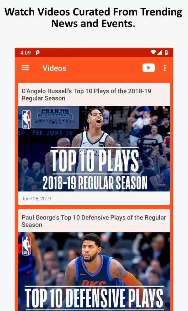 Capturas de tela do Basketball News