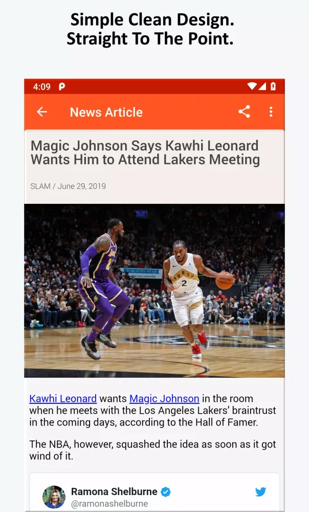 Capturas de tela do Basketball News