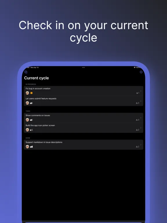 Changes for Linear iPad  Screenshots