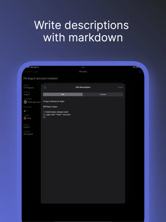 Changes for Linear iPad  Screenshots