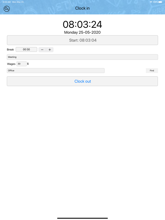 Time Sheet - Employee iPad 应用截图