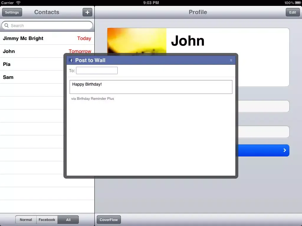 Birthday Reminder Plus iPad  스크린샷