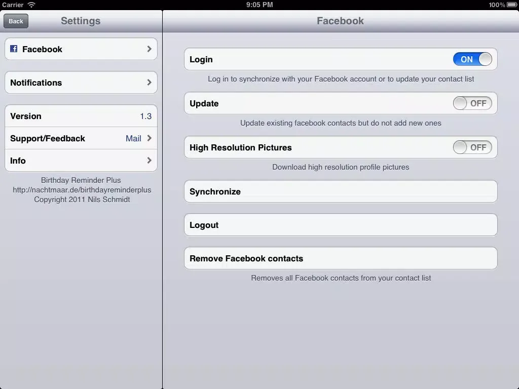 Birthday Reminder Plus iPad  스크린샷