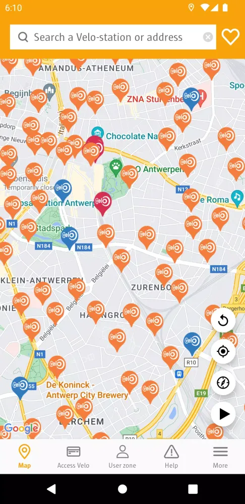 Capturas de tela do Velo Antwerpen