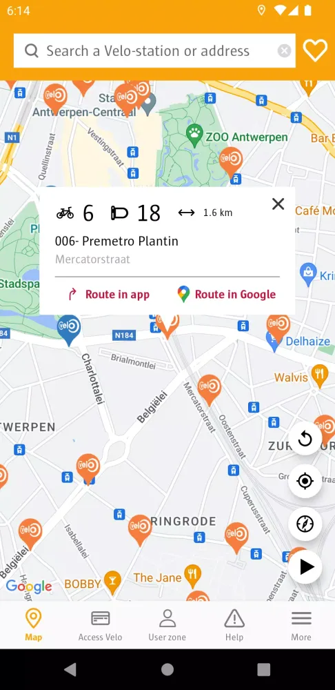 Capturas de tela do Velo Antwerpen