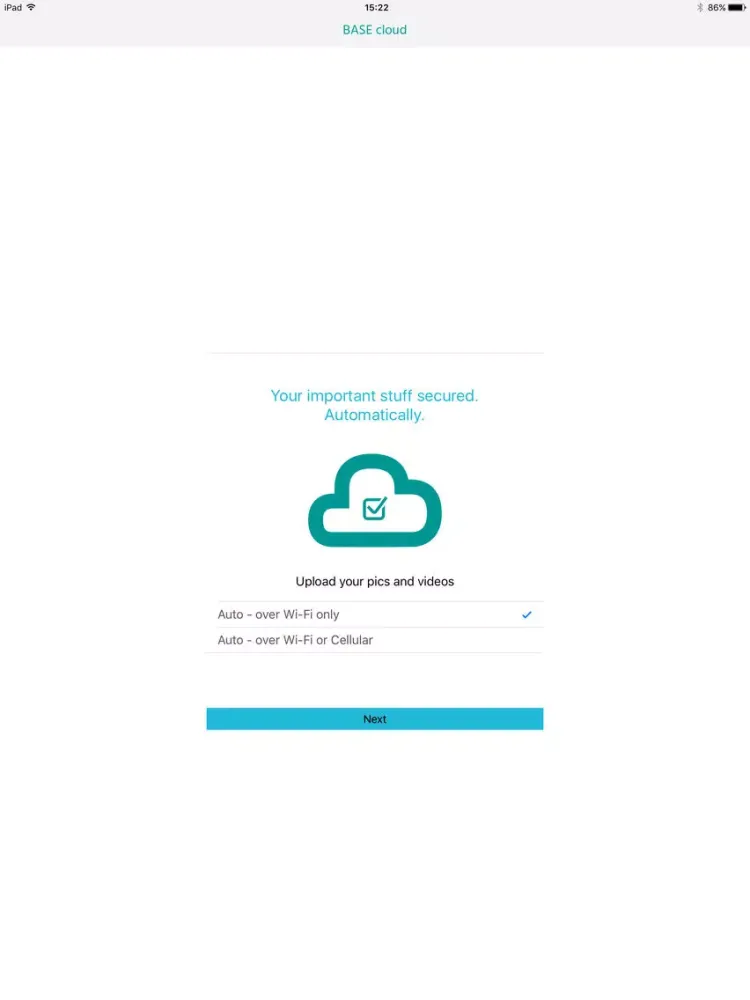 Ảnh chụp màn hình của BASE cloud iPad 