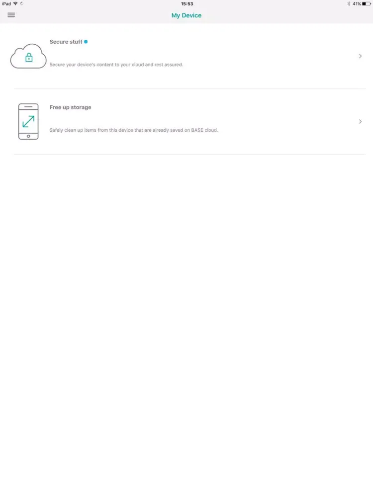 Ảnh chụp màn hình của BASE cloud iPad 
