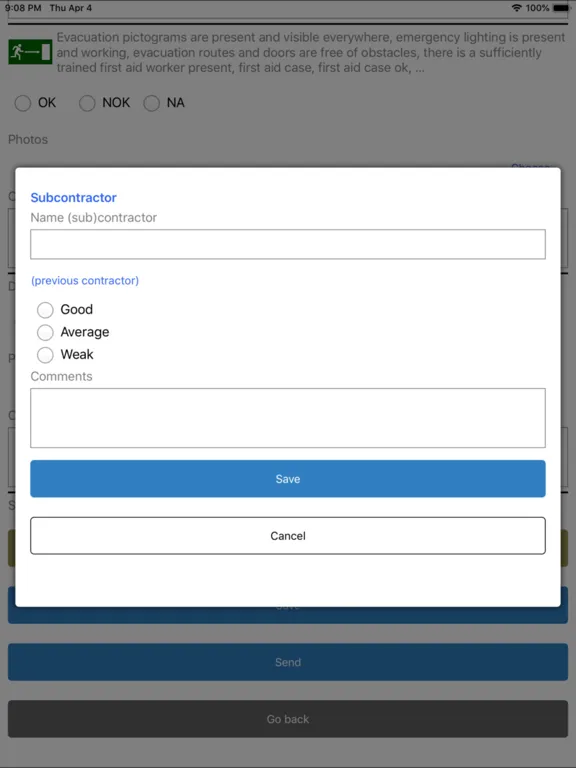 Ảnh chụp màn hình của Ora management iPad 