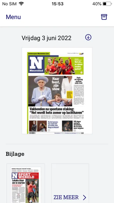 Capturas de tela do Nieuwsblad Krant