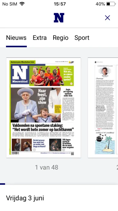 Capturas de tela do Nieuwsblad Krant