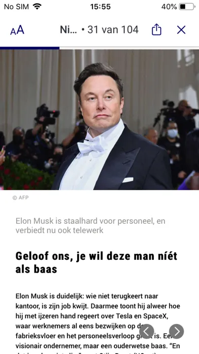 Capturas de tela do Nieuwsblad Krant