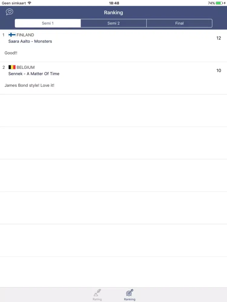 تصاویر Eurovision Rating 2018 iPad 