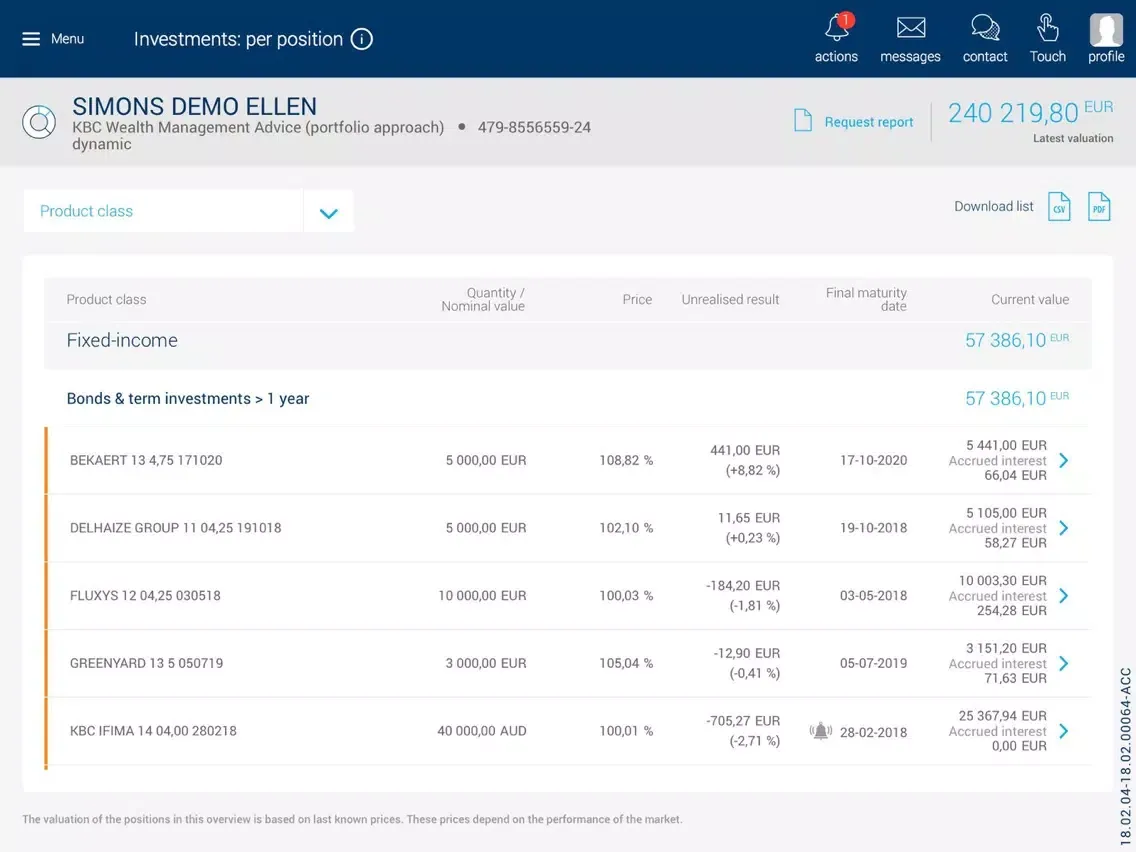 Captures d'écran de KBC Invest iPad 