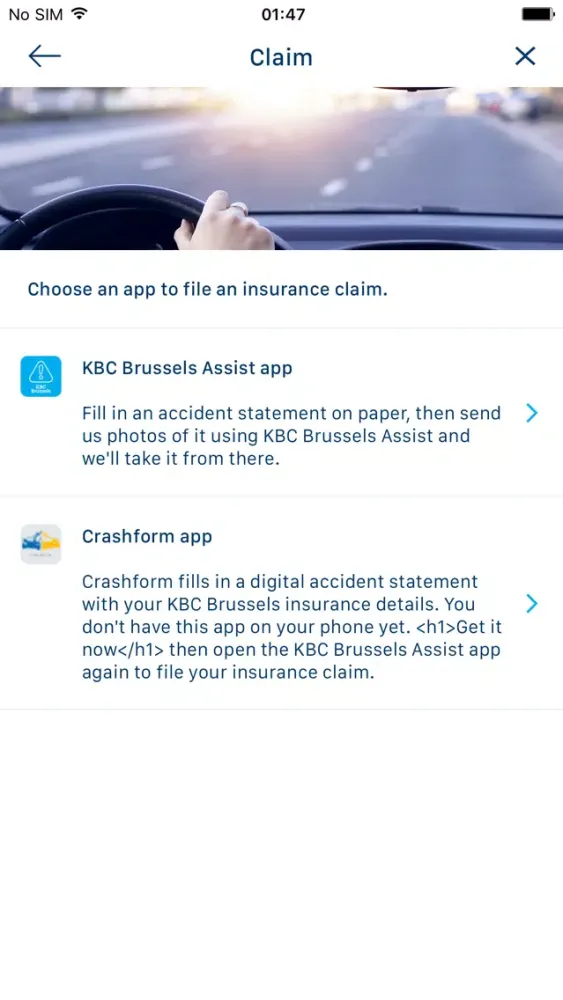 Zrzuty ekranu KBC Brussels Assist