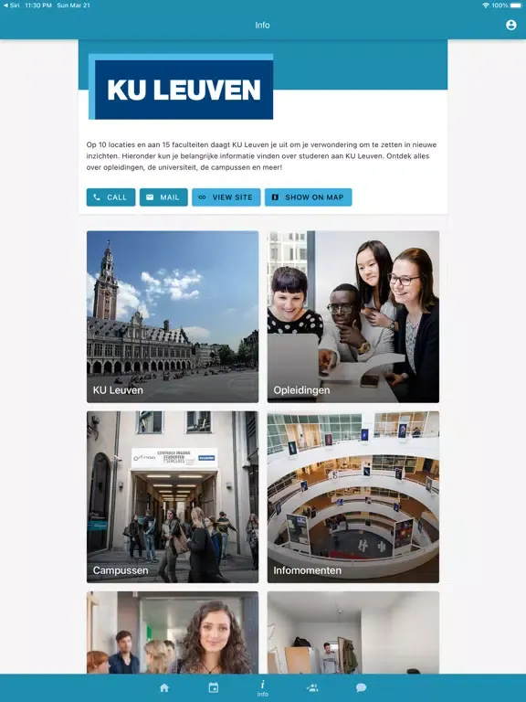 Ảnh chụp màn hình của KU Leuven events iPad 