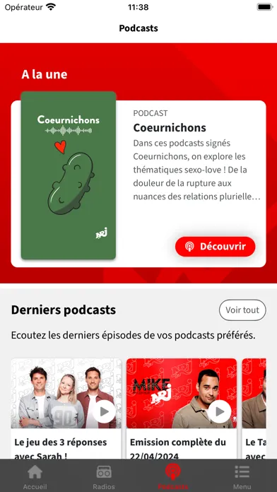 Capturas de tela do NRJ Belgique