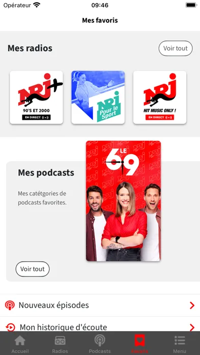 Capturas de tela do NRJ Belgique