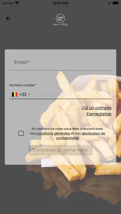 Capturas de tela do Label frite.