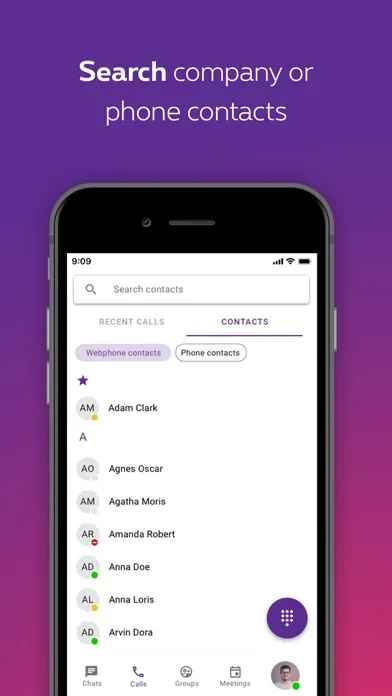 Tangkapan skrin Proximus Webphone