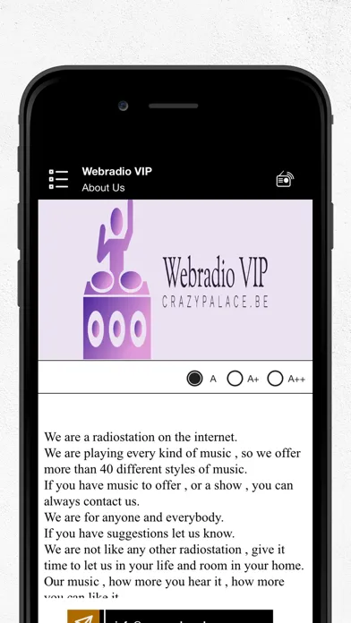 ภาพหน้าจอของ Webradio VIP