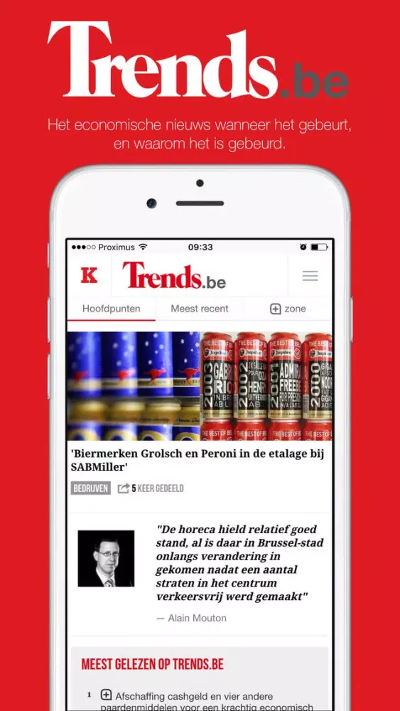 Tangkapan layar Trends.be - Financieel en economisch nieuws