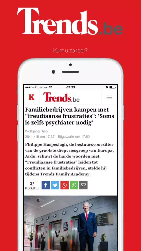 Tangkapan layar Trends.be - Financieel en economisch nieuws