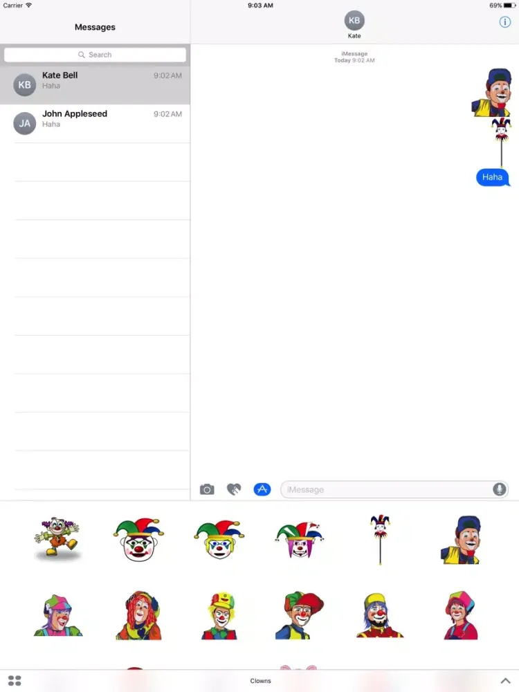 Ảnh chụp màn hình của Clown Stickers - HAHAHA iPad 