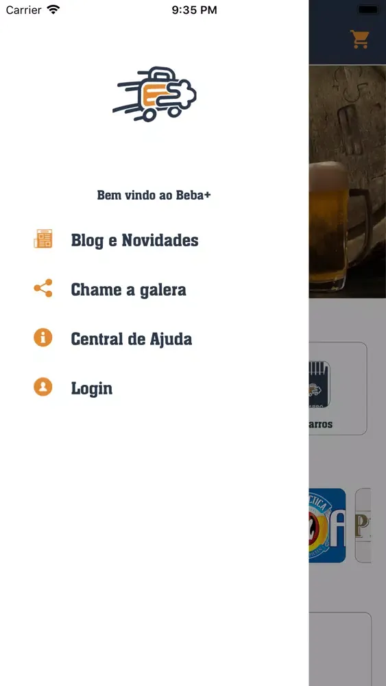 Capturas de tela do Beba Mais Delivery