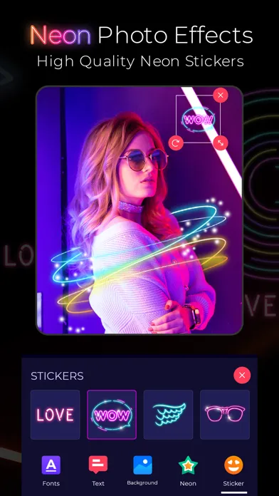 Tangkapan skrin Neon Text on Photo - Text Glow