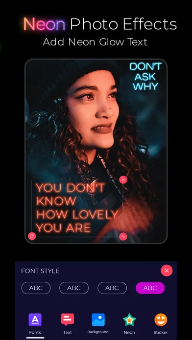 Tangkapan skrin Neon Text on Photo - Text Glow