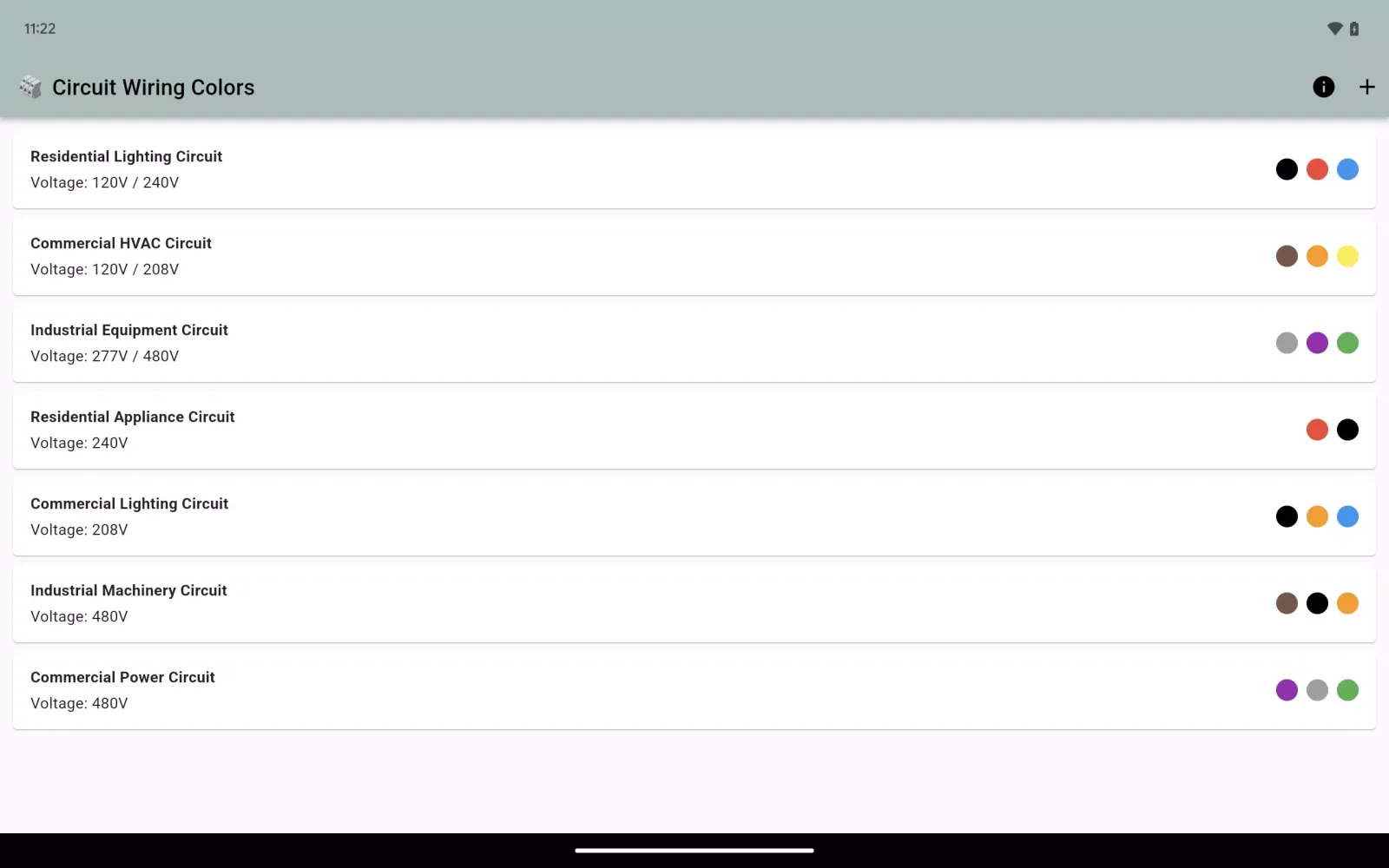 Circuit Wiring Colors Screenshots