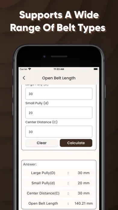 Capturas de tela do Belt Length Calculator 2PS