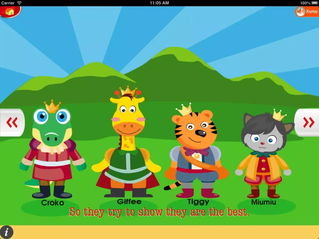 ภาพหน้าจอของ Four Princes and A Princess - An English Story for Kids iPad 