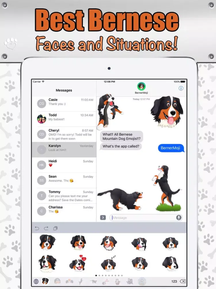 Zrzuty ekranu BernerMoji iPad 