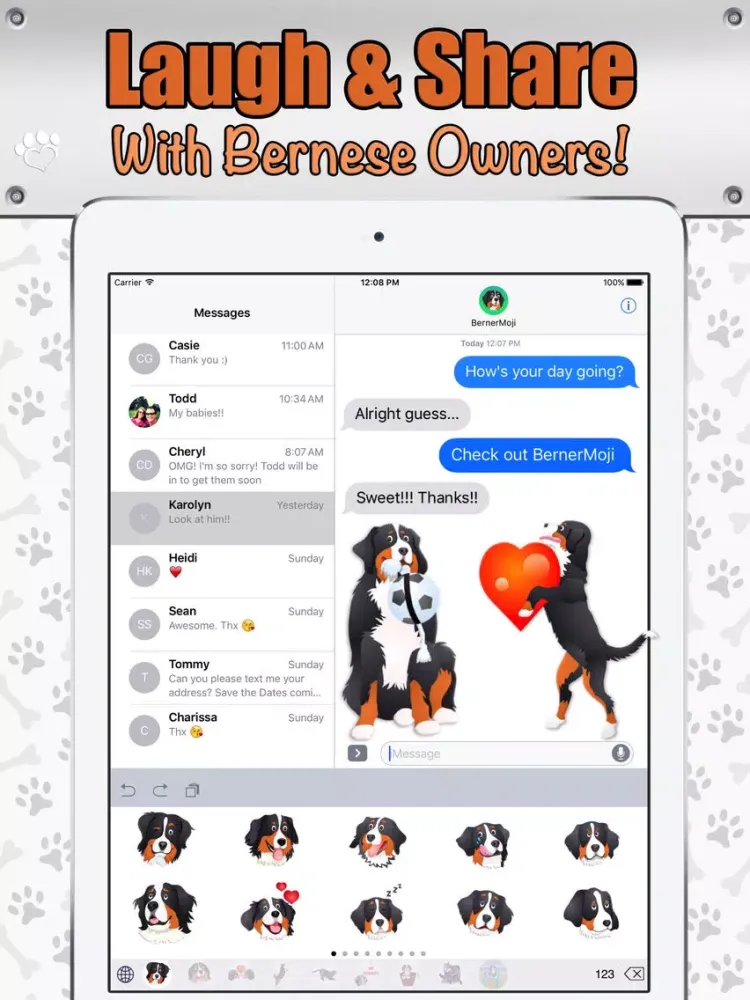 Zrzuty ekranu BernerMoji iPad 