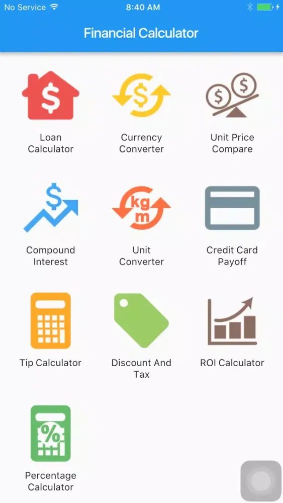 Capturas de tela do Bernida Financial Calculator