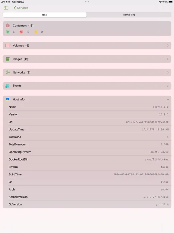 ภาพหน้าจอของ Yomo: Docker & Portainer iPad 