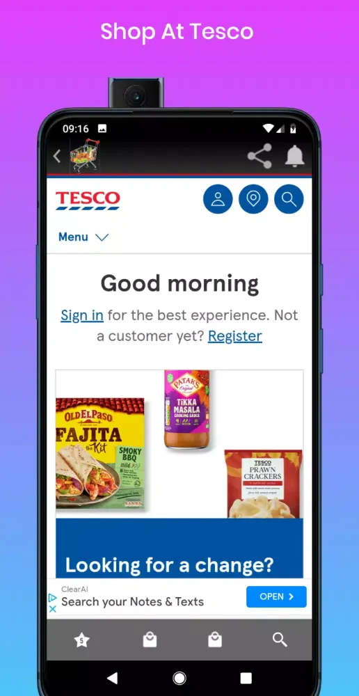Ảnh chụp màn hình của Tesco Asda B&Q Ebay Next+