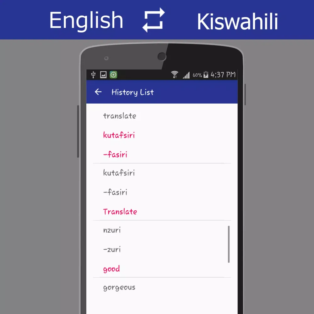 Ảnh chụp màn hình của English - Swahili Translator