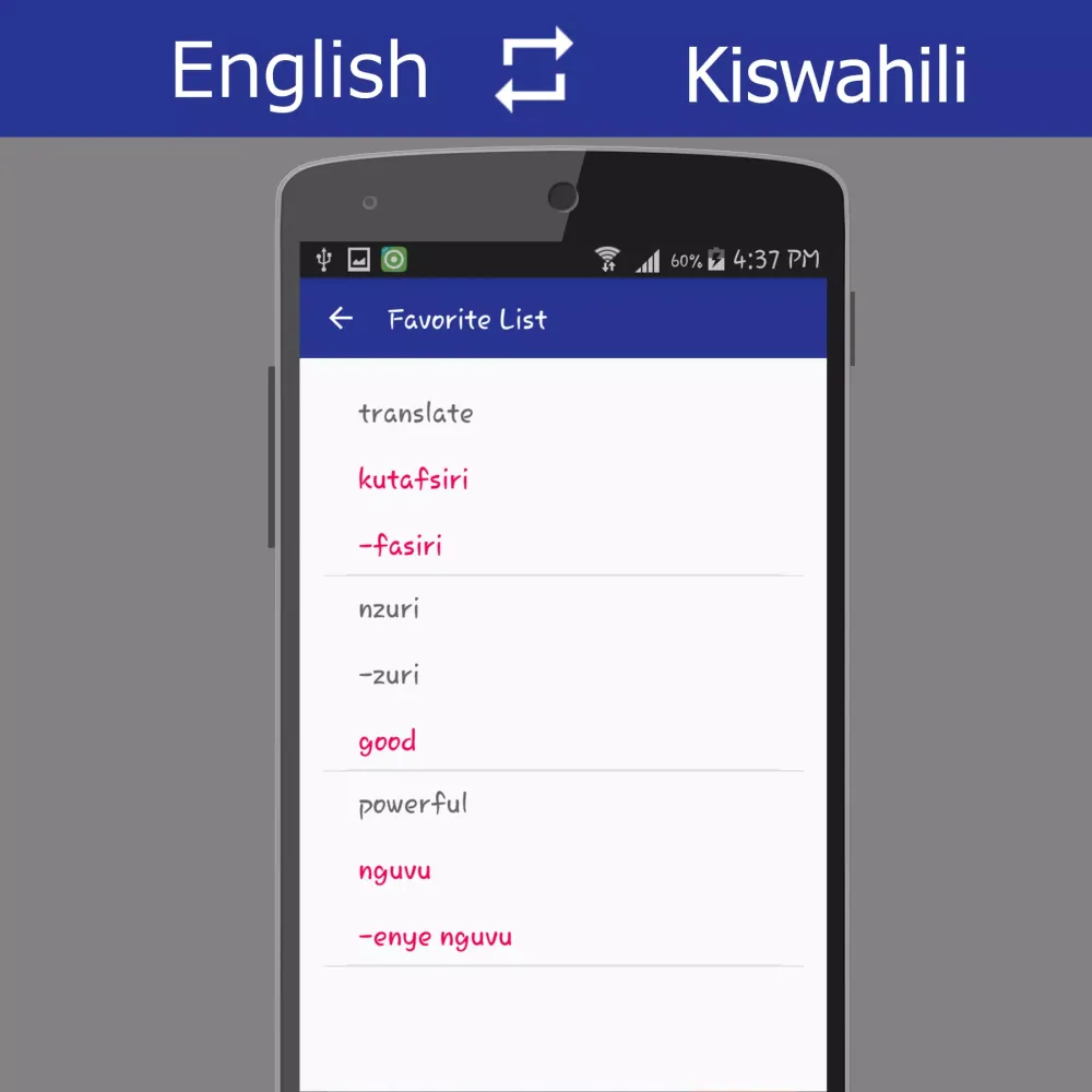 Ảnh chụp màn hình của English - Swahili Translator