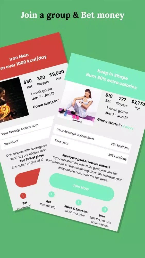 Zrzuty ekranu FitnessBet - Workout & Rewards