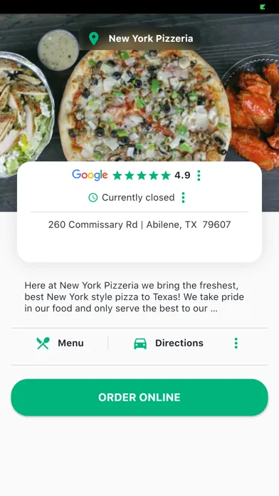 Capturas de tela do New York Pizzeria.