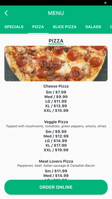 Capturas de tela do New York Pizzeria.
