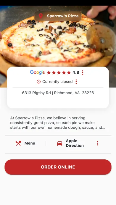 Captures d'écran de Sparrow’s Pizza